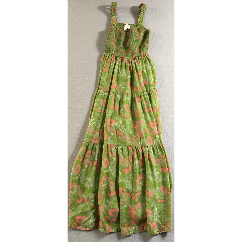 CLEOBELLA WOMEN'S JULIA MAXI DRESS SQUARE NECK RUFFLE DETAILS GREEN SIZE Medium